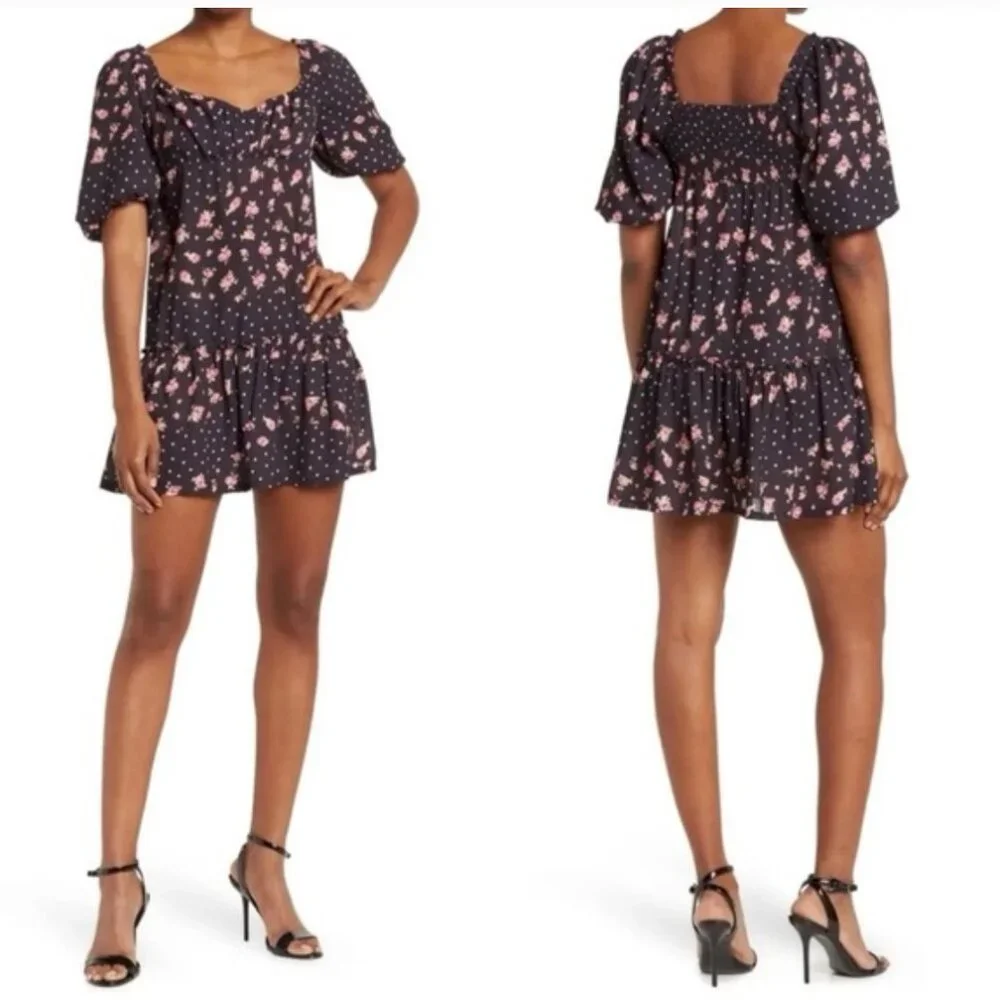 BETSEY JOHNSON Rosy Dots Floral Dress Flirty Feminine Size Medium NWT
